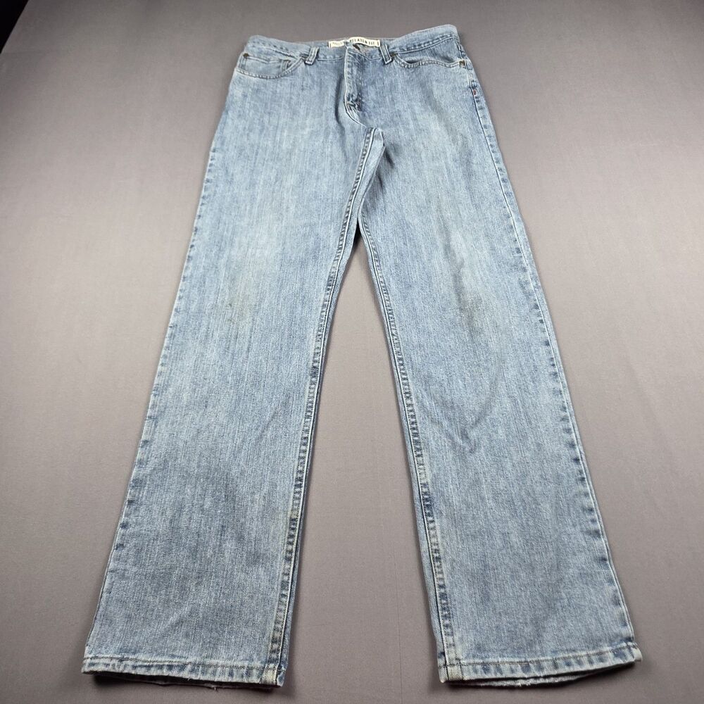 Baileys Pt Mens Relaxed Fit Jeans 33x32 Light Wash Blue Denim Straight Leg Y2K